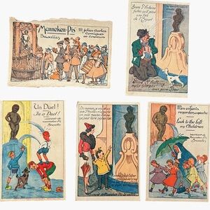 SALE! Vintage WW2 St. Anthony Manneken Brussels Unused Comic Souvenir Postcards